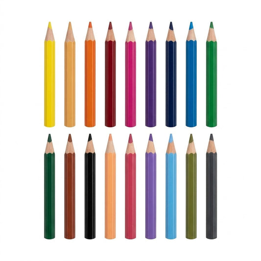 Set creioane colorate din lemn, corp hexagonal, mină reziste — 18 culori