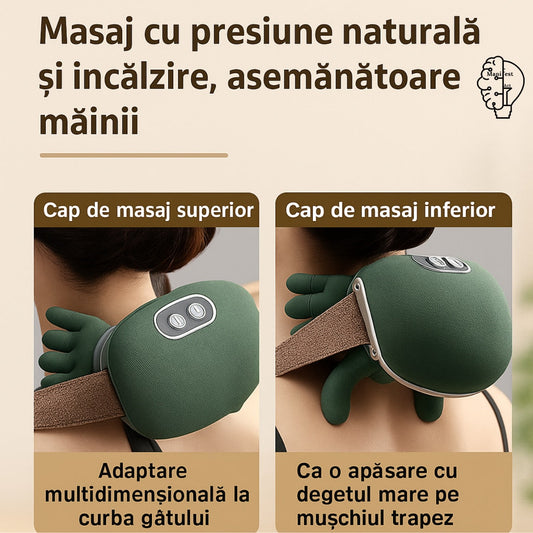 Aparat Masaj Cervical 4D cu Încălzire și Acumulator, 3 Viteze - 2