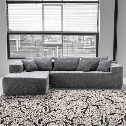 Canapea Tip Colțar în L, 240x150 cm, 4 Perne Incluse, Fără Montaj, Gri - 2