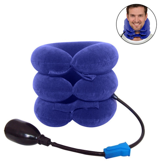 Dispozitiv de tracțiune cervicală ajustabil, Suport gât 21 cm, Albastru - 1