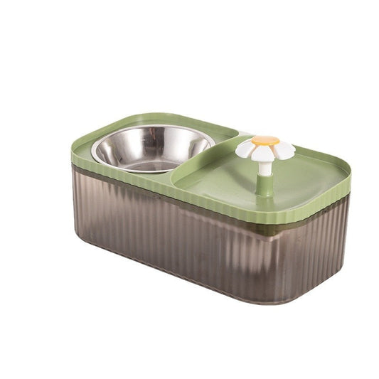 Fântână de apă pentru pisici, 3L, Înclinare 15°, Alimentare USB, Verde - 2