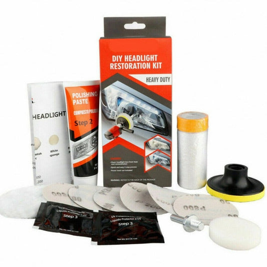 Kit restaurare faruri auto, 9 piese - Polish pentru mătuire și îngălbenire - 1