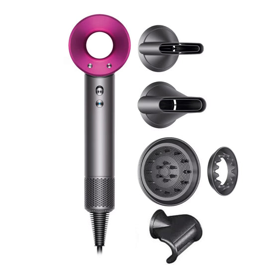 Kit uscător de păr multifuncțional, 3 viteze, 5 capete interschimbabile, Gri/Roz - 1