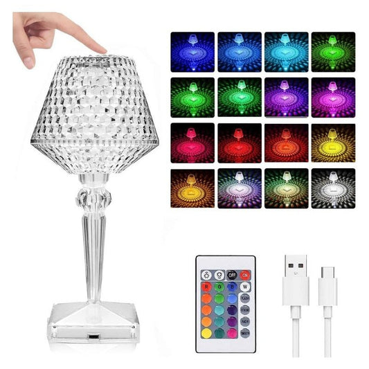 Lampă tip veioză cu acumulator, 16 culori, control tactil și telecomandă - 2