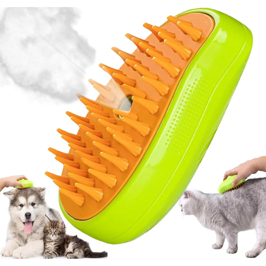 Perie 3 în 1 cu Aburi pentru Animale de Companie, Reîncărcabilă USB, Verde - 1