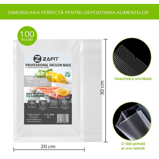 Pungi Vidat Gofrate 20x30 cm, Set 100 Bucăți, Reutilizabile, Fără BPA - 2