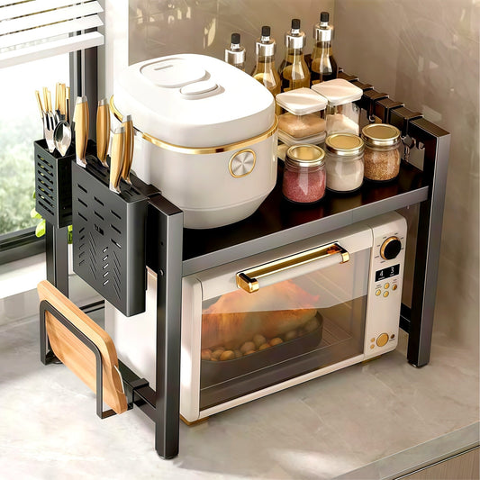 Raft Metalic Ajustabil pentru Cuptor cu Microunde, Negru, 2 Niveluri - 2