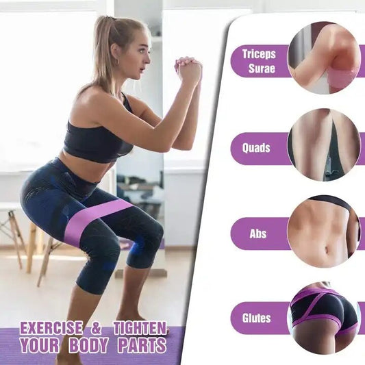 Set 3 benzi elastice de exerciții, textile anti-alunecare, pentru fese și picioare - 2