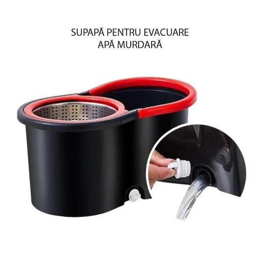 Set mop rotativ și găleată cu stoarcere din oțel, 5 rezerve - 2