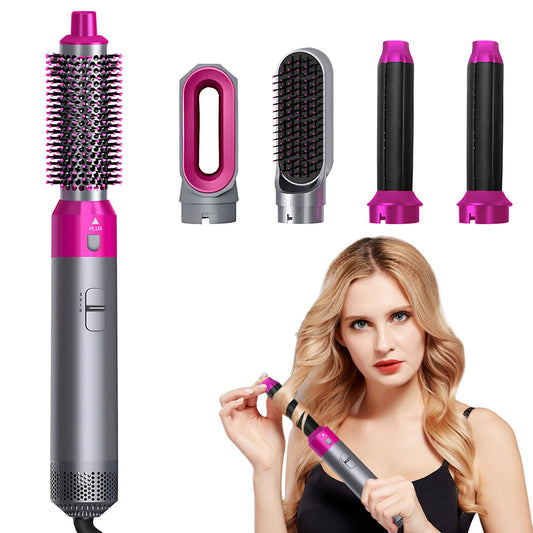 Set Perie Termică 5 în 1, Uscător, Ondulator și Perie Rotativă, 1000W - 1