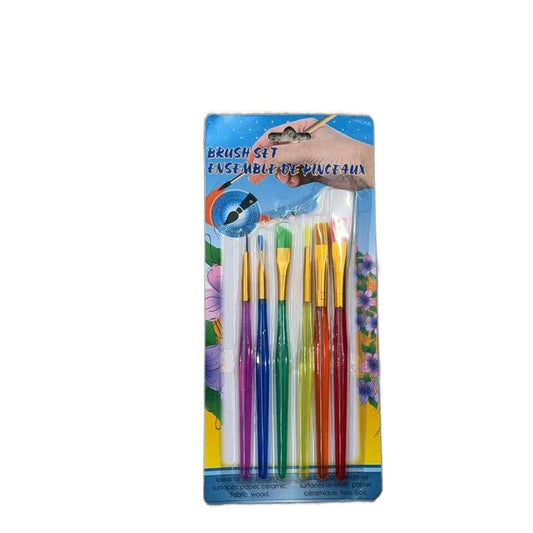 Set 6 pensule cu maner colorat, varfuri diferite — 6 pensule