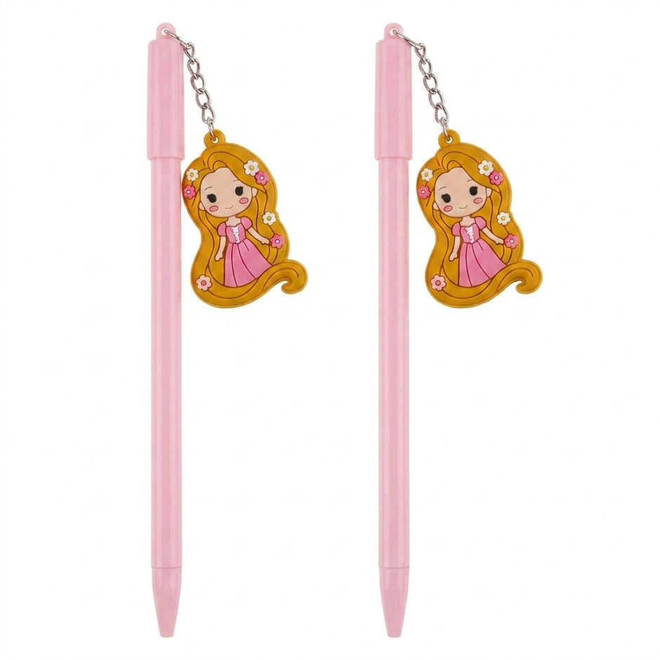 Set 2 pixuri roz cu breloc printesa blonda