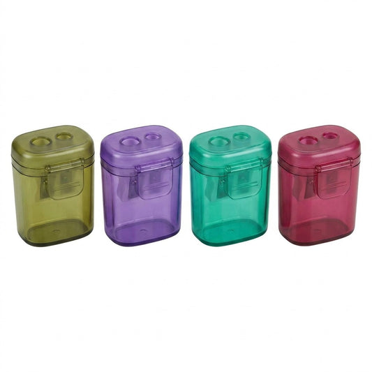 Ascutitoare cu recipient, plastic translucid, in patru culori