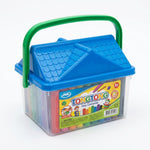 Cutie de plastilina in forma de casuta, cu toarta — Albastru