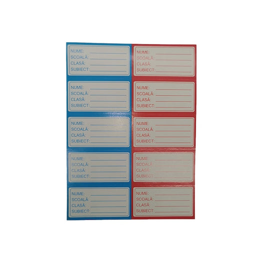 Etichete scolare pentru caiete, 10 bucati pe set