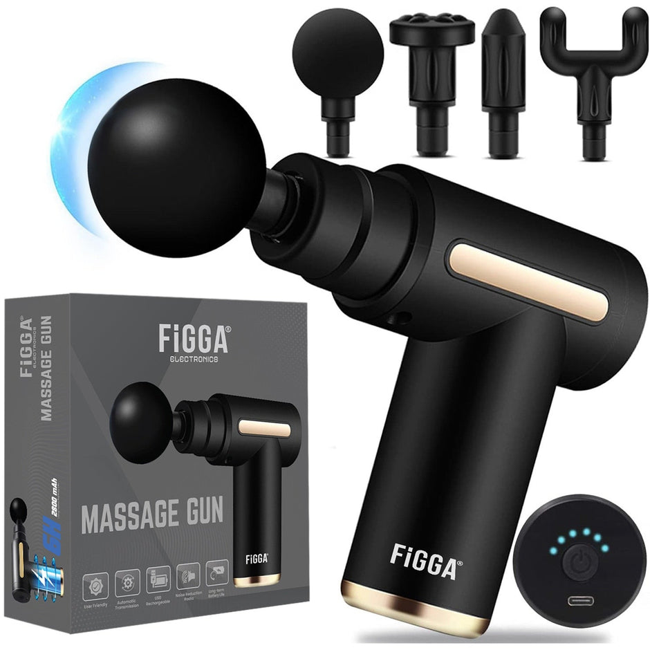 Aparat de masaj tip pistol, 4 capete, acumulator 2800mAh, Negru - 1