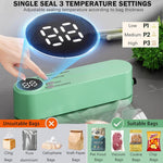 Aparat de vidat și sigilat alimente portabil, USB, 5 pungi incluse (Verde) - 4