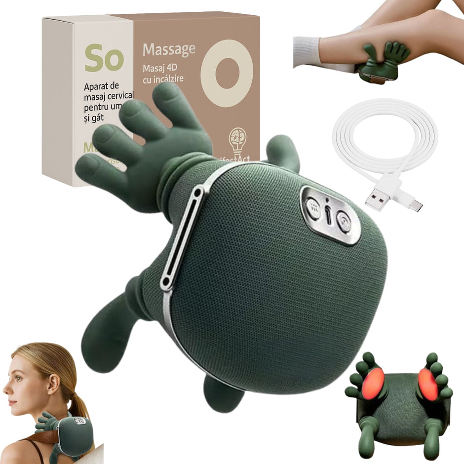 Aparat Masaj Cervical 4D cu Încălzire și Acumulator, 3 Viteze - 1
