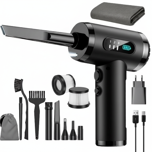 Aspirator Portabil cu Suflantă Aer, USB, 6000mAh + Kit Auto Complet
