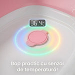 Cădiță Bebe Pliabilă cu Termometru și Pernă Siguranță, Roz - 5