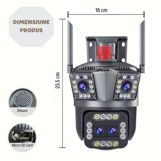 Cameră de Supraveghere Triplă WiFi, 2 MP, Zoom 5X, Exterior/Interior - 2