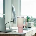 Cană termică mare 1200ml cu izolație dublă și capac, cu pai