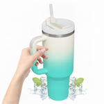 Cană termică mare 1200ml cu izolație dublă și capac, cu pai