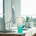Cană termică mare 1200ml cu izolație dublă și capac, cu pai