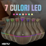 Difuzor de aromaterapie tip vază, 130ml, LED 7 culori, Maro Închis - 2