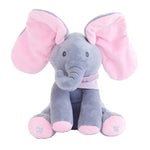 Jucărie de pluș elefant interactiv Cucu Bau, 33 cm, gri-roz - 1