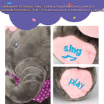 Jucărie de pluș elefant interactiv Cucu Bau, 33 cm, gri-roz - 5