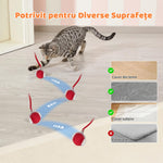 Jucărie interactivă pentru pisici - Minge automată cu coadă pufoasă și LED - 3
