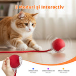 Jucărie interactivă pentru pisici - Minge automată cu coadă pufoasă și LED - 6