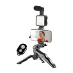 Kit Pentru Vlogging 4 in 1: Trepied, Lampă LED, Microfon și Telecomandă - 1