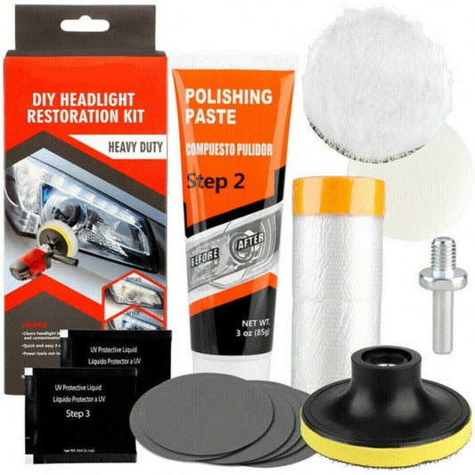 Kit restaurare faruri auto, 9 piese - Polish pentru mătuire și îngălbenire - 2