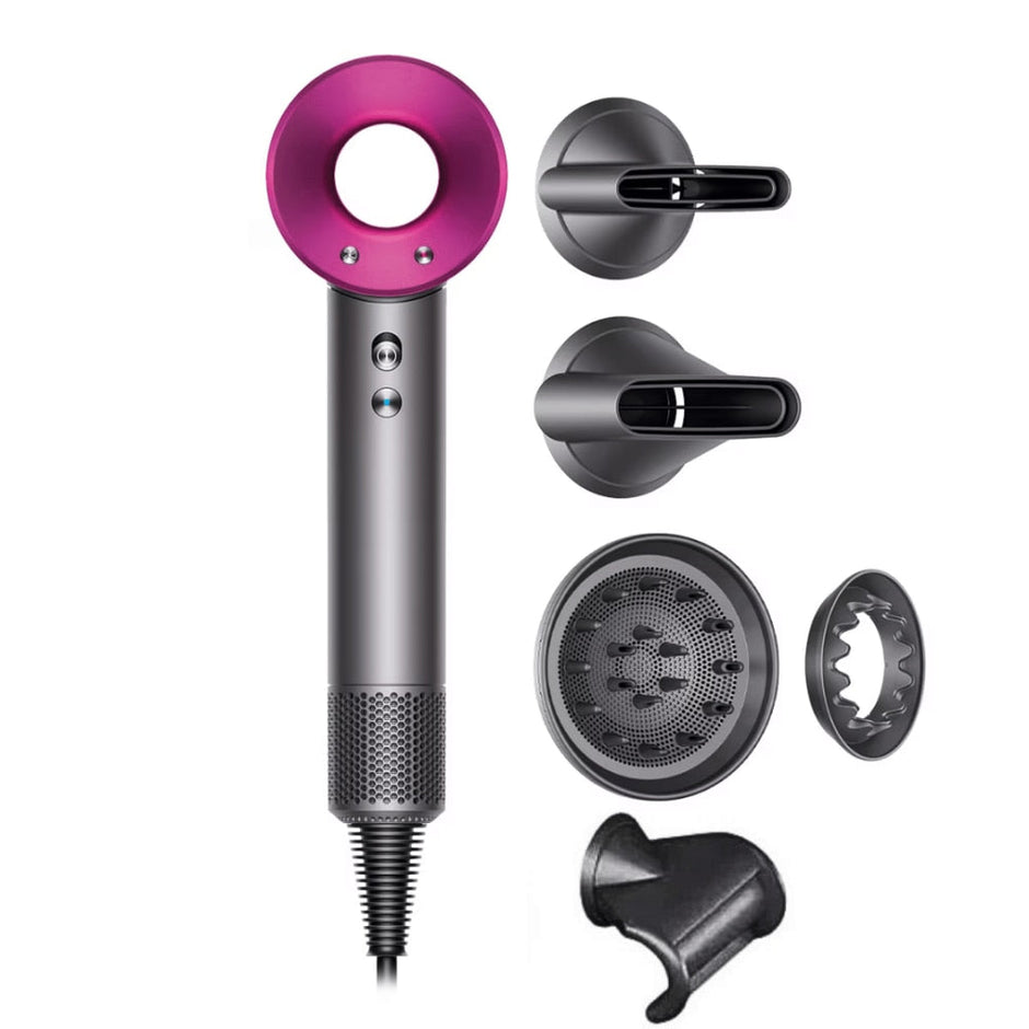 Kit uscător de păr multifuncțional, 3 viteze, 5 capete interschimbabile, Gri/Roz - 1