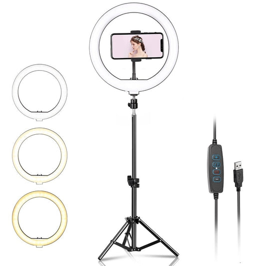 Lampă LED Circulară Ring Light 25cm cu Trepied 220cm și Suport Telefon - 2