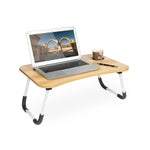 Masă Pentru Laptop Pliabilă cu Suport Pahar și Telefon, Maro Deschis - 3