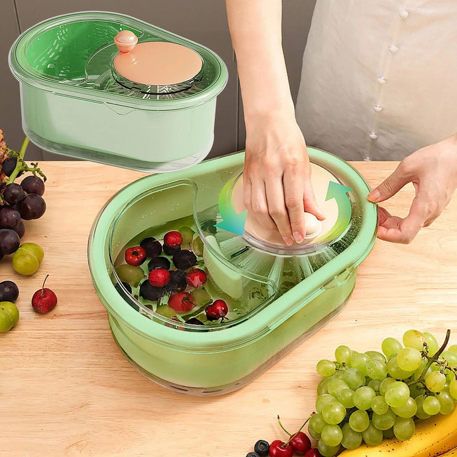 Mașină de spălat fructe și legume manuală, cu strecurătoare, ABS, 34cm - 1