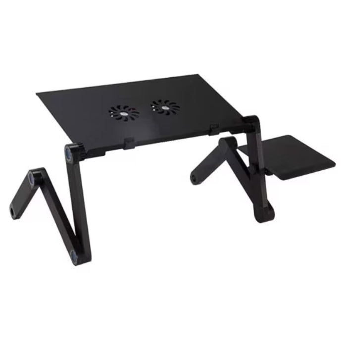 Măsuță Laptop cu Răcire USB și Înălțime Reglabilă, Suport Mouse, Negru - 1
