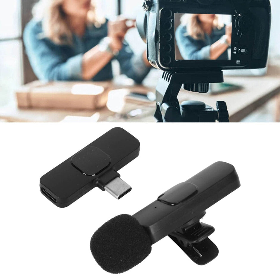 Microfon Lavalieră Wireless USB Type-C, Autonomie 7h, Negru - 1