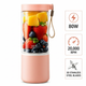 Mini Blender Electric Portabil 80W, Acumulator 4000 mAh, Roz, 420ml
