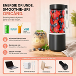 Mini Blender Electric Portabil 80W, Acumulator 4000 mAh, Roz, 420ml