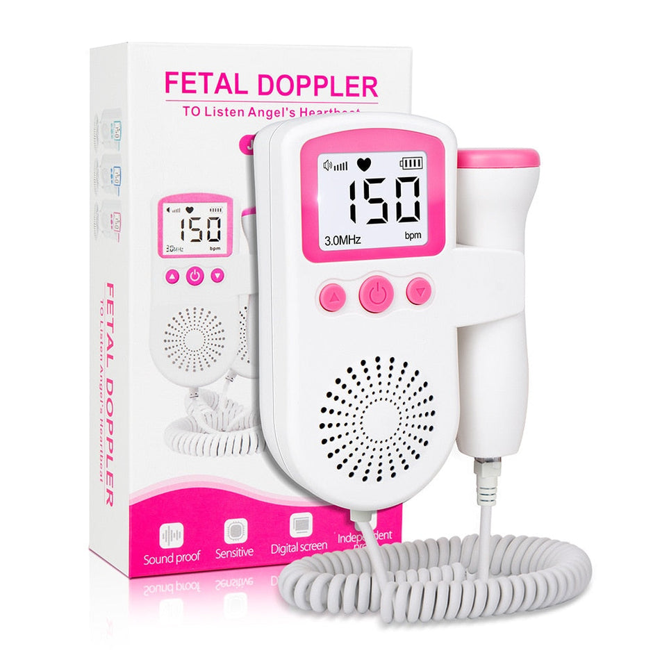 Monitor fetal portabil Doppler cu ecran LCD, 3.0 MHz, Roz - 1