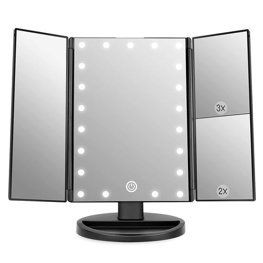 Oglindă de Machiaj cu LED, Touch Screen și Mărire, 22 Lumini, Negru - 1
