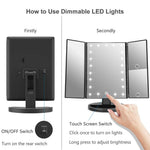 Oglindă de Machiaj cu LED, Touch Screen și Mărire, 22 Lumini, Negru - 5