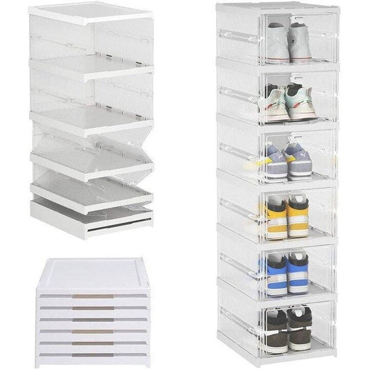 Organizator Pantofi cu 6 Sertare Rabatabile, Plastic Transparent, 105 cm - 1
