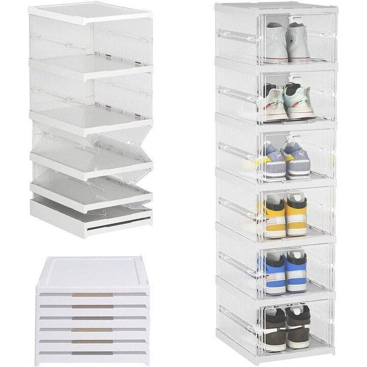 Organizator Pantofi cu 6 Sertare Rabatabile, Plastic Transparent, 105 cm - 1