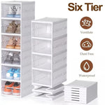 Organizator Pantofi cu 6 Sertare Rabatabile, Plastic Transparent, 105 cm - 6