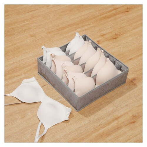 Organizator Sertar Haine și Lenjerie, Set 2 Bucăți, 32x32x11cm, Gri - 1